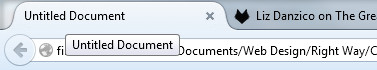 Without a title element, the tab at the top of the browser window just says Untitled Document