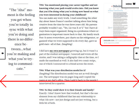 The screenshot and caption pull out completely to the right, and are squashed into a space of about one quarter of the width of the browser