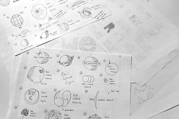 Some scattered sheets of paper covered in my doodles.
