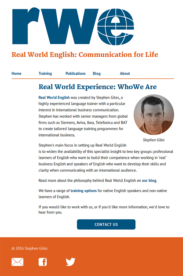 The about page on Real World English.